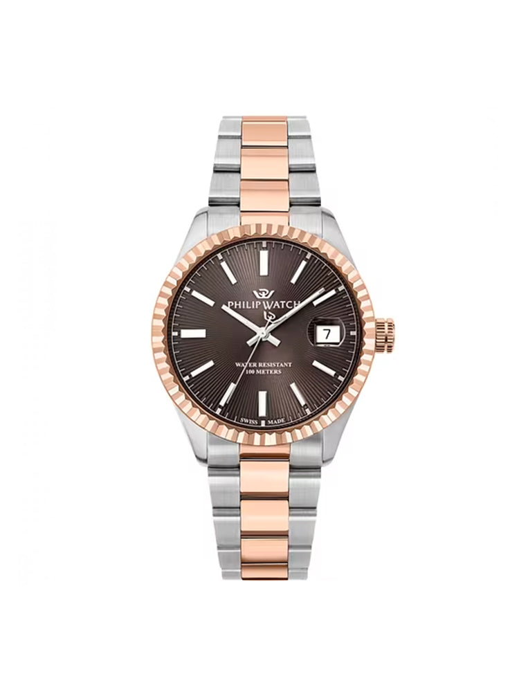 OROLOGIO UOMO CARIBE IN ACCIAIO BICOLORE ROSATO CON QUADRANTE MARRONE PHILIP WATCH