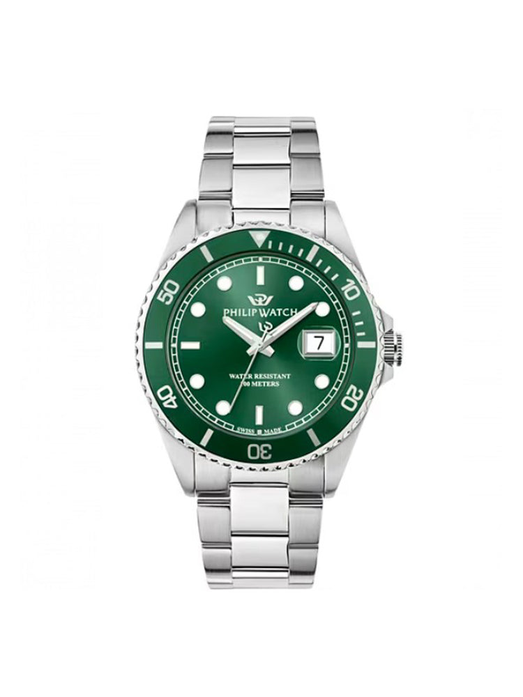 OROLOGIO UOMO CARIBE SPORT IN ACCIAIO CON GHIERA E QUADRANTE VERDE SOLO TEMPO PHILIP WATCH