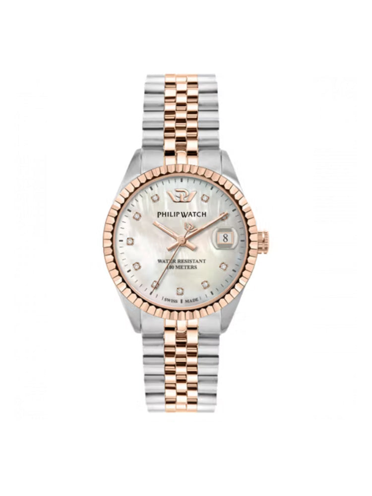 OROLOGIO DONNA CARIBE BICOLORE ACCIAIO E ORO ROSA CON DIAMANTI PHILIP WATCH