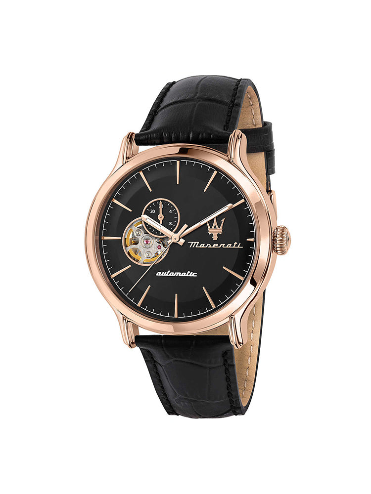 OROLOGIO UOMO EPOCA AUTOMATICO IN PELLE NERO MASERATI