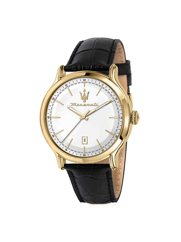 OROLOGIO UOMO EPOCA SOLO TEMPO IN PELLE NERO MASERATI