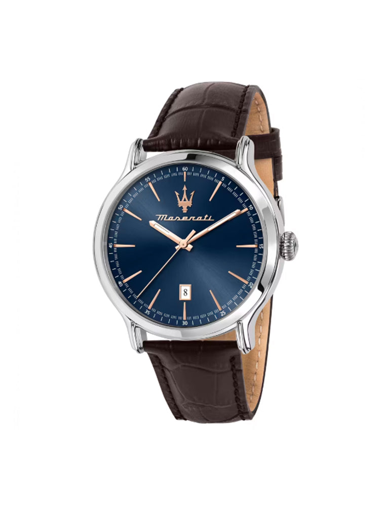OROLOGIO UOMO EPOCA SOLO TEMPO CON CINTURINO IN PELLE MARRONE MASERATI