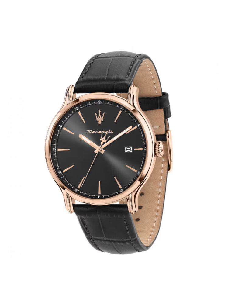 OROLOGIO UOMO EPOCA SOLO TEMPO CON CINTURINO IN PELLE NERA MASERATI