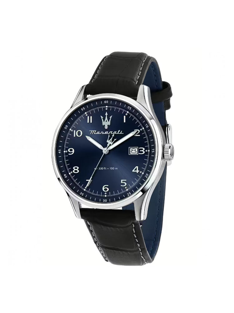 OROLOGIO UOMO SORPASSO SOLO TEMPO CON CINTURINO IN PELLE BLU MASERATI