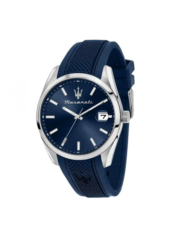 OROLOGIO UOMO SOLO TEMPO ATTRAZIONE CON CINTURINO IN SILICONE BLU MASERATI
