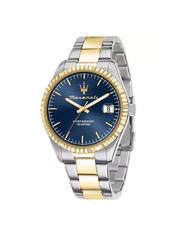 OROLOGIO UOMO COMPETIZIONE, SOLO TEMPO BICOLORE SILVER/GOLD MASERATI