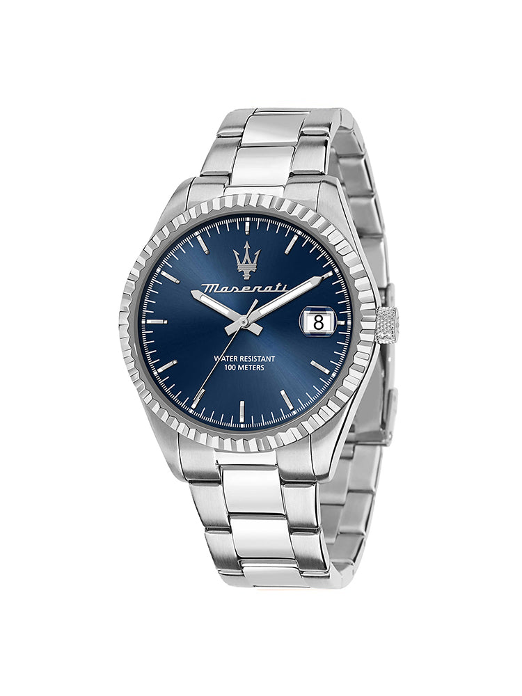 OROLOGIO UOMO SOLO TEMPO IN ACCIAIO SILVER E QUADRANTE BLU MASERATI