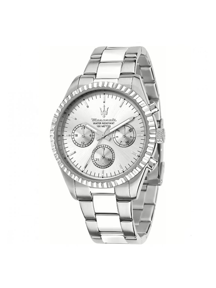 OROLOGIO UOMO COMPETIZIONE MULTIFUNZIONE SILVER 43 MM MASERATI