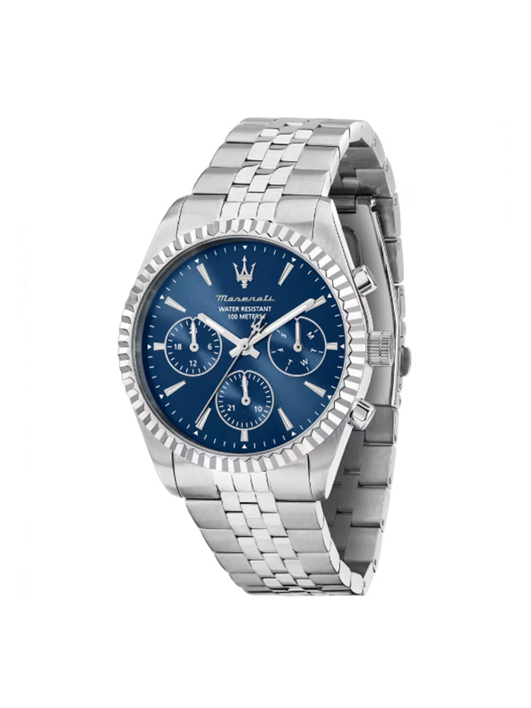 OROLOGIO UOMO COMPETIZIONE MULTIFUNZIONE CON QUADRANTE BLU MASERATI