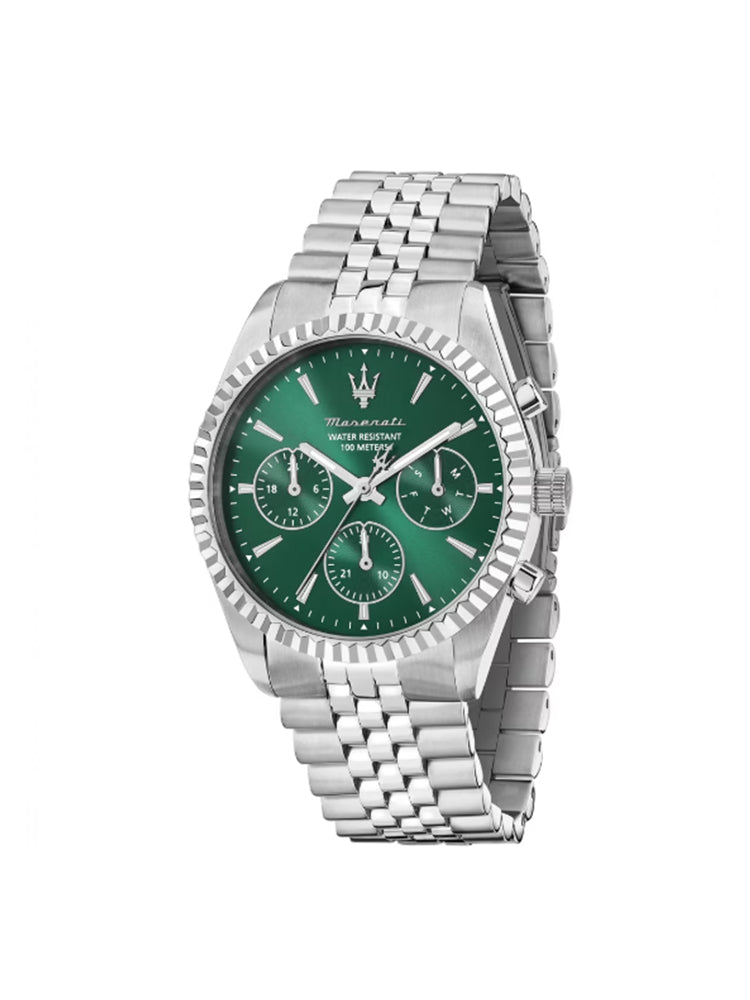 OROLOGIO UOMO COMPETIZIONE MULTIFUNZIONE CON QUADRANTE VERDE MASERATI
