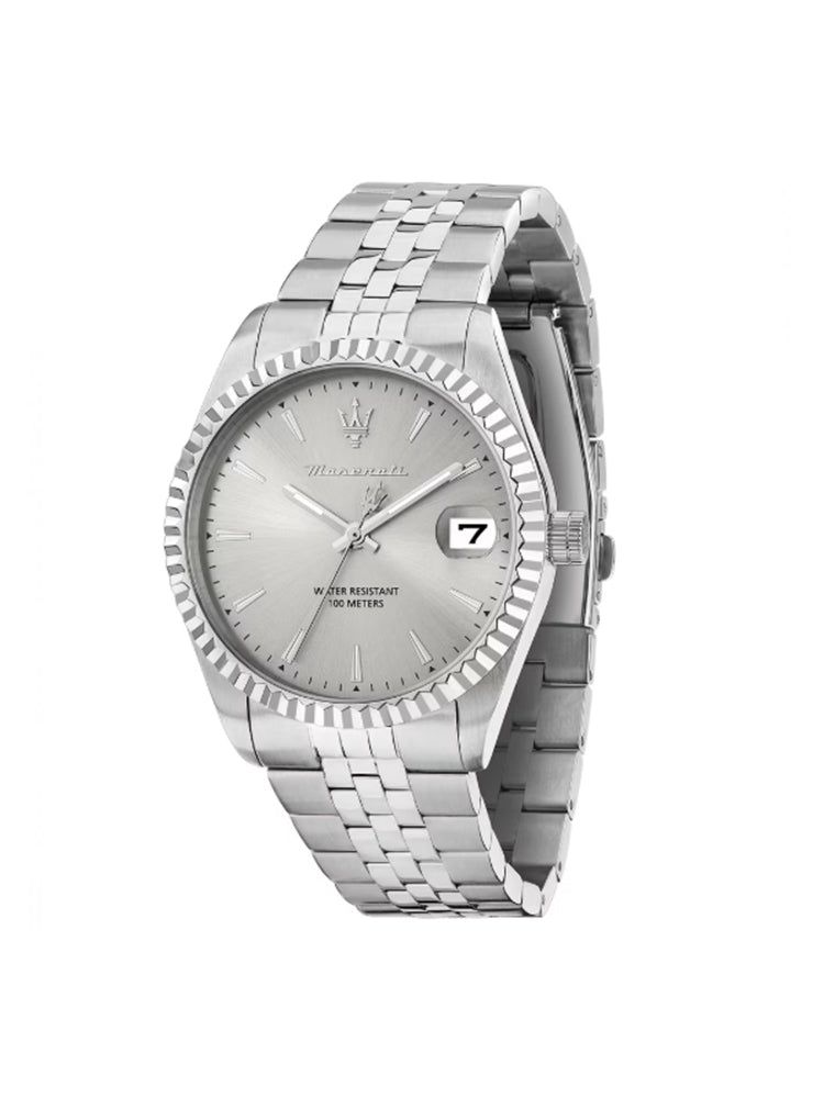 OROLOGIO UOMO COMPETIZIONE SOLO TEMPO IN ACCIAIO SILVER MASERATI