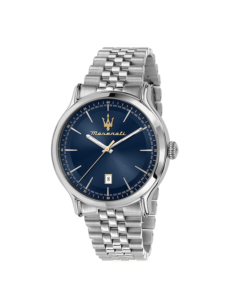 OROLOGIO UOMO EPOCA SOLO TEMPO IN ACCIAIO E QUADRANTE BLU MASERATI
