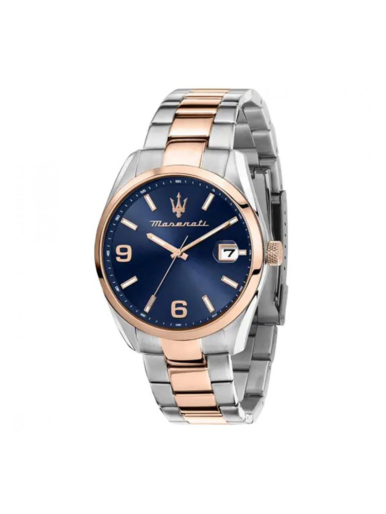 OROLOGIO UOMO SOLO TEMPO ATTRAZIONE IN ACCIAIO BICOLORE CON QUADRANTE BLU MASERATI