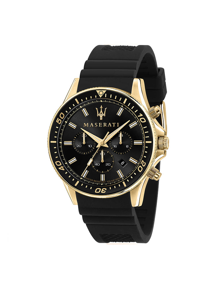 OROLOGIO UOMO SFIDA CRONOGRAFO IN PELLE NERO MASERATI