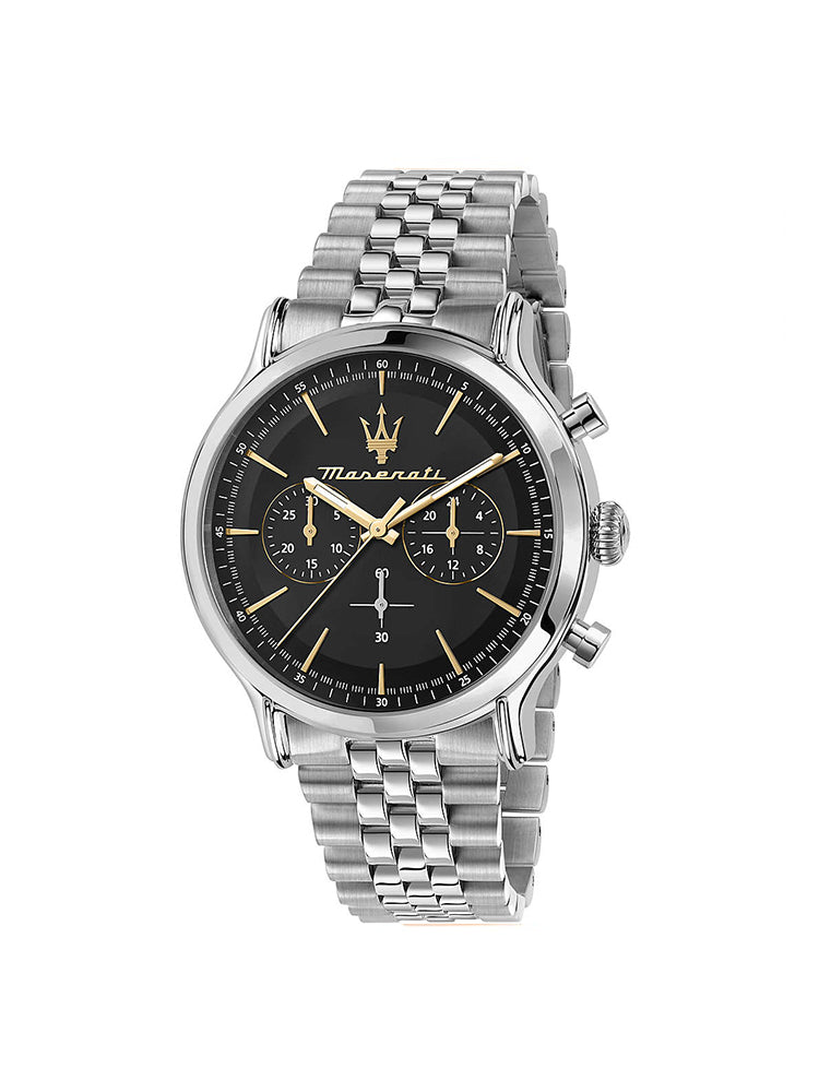 OROLOGIO UOMO EPOCA CRONOGRAFO SILVER CON QUADRANTE NERO MASERATI