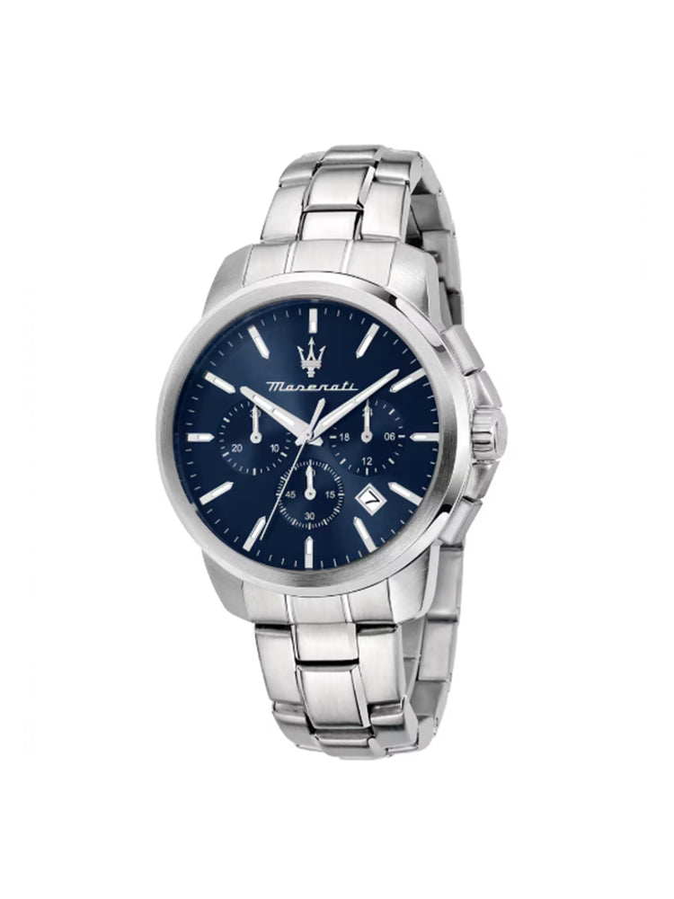 OROLOGIO UOMO SUCCESSO CRONOGRAFO IN ACCIAIO CON QUADRANTE BLU MASERATI