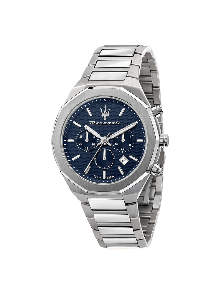 OROLOGIO UOMO SFIDA CRONOGRAFO SILVER E QUADRANTE BLU MASERATI