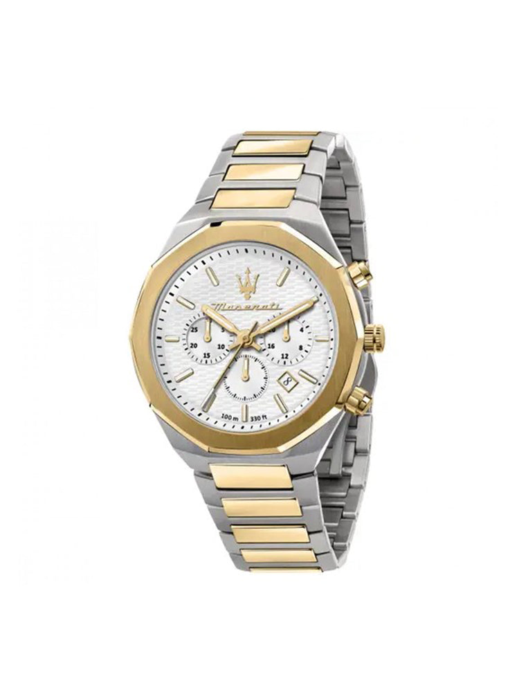 OROLOGIO UOMO CRONOGRAFO STILE BICOLORE ORO MASERATI