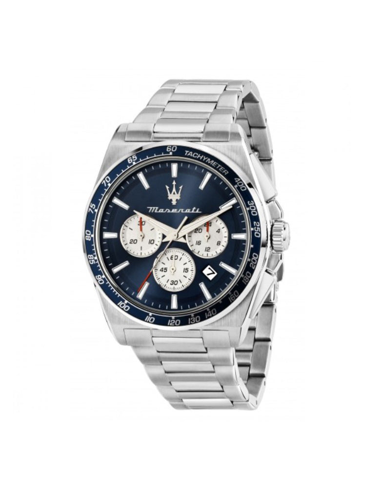 OROLOGIO UOMO VELOCITA' CRONOGRAFO CON GHIERA E QUADRANTE BLU MASERATI