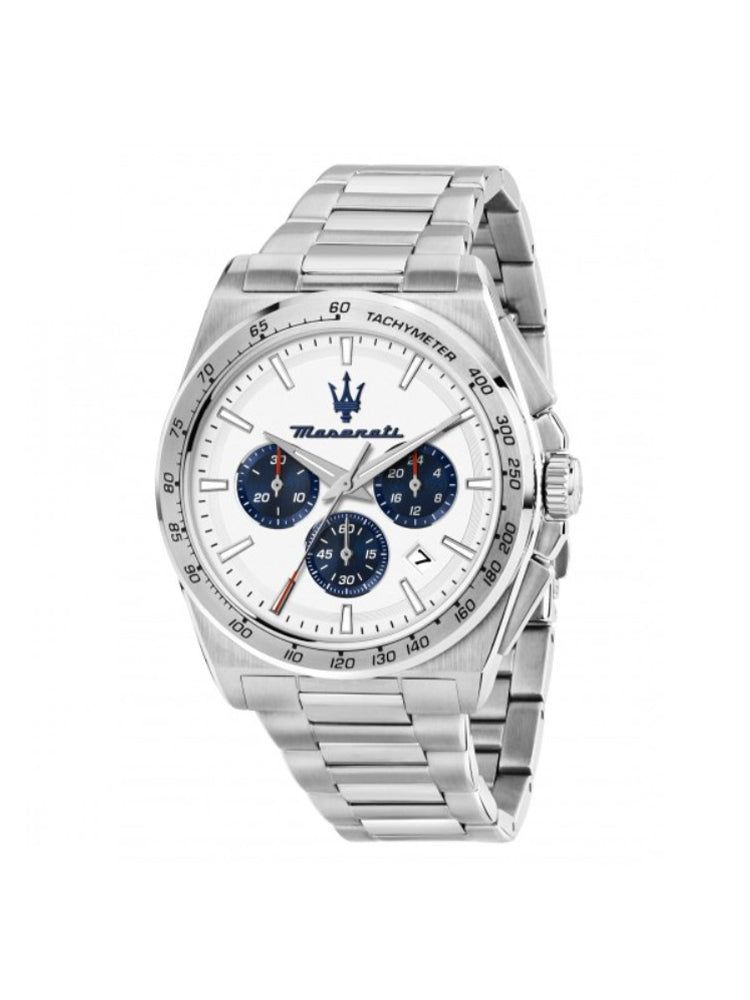 OROLOGIO UOMO CRONOGRAFO VELOCITA' CON QUADRANTE BIANCO E BLU MASERATI