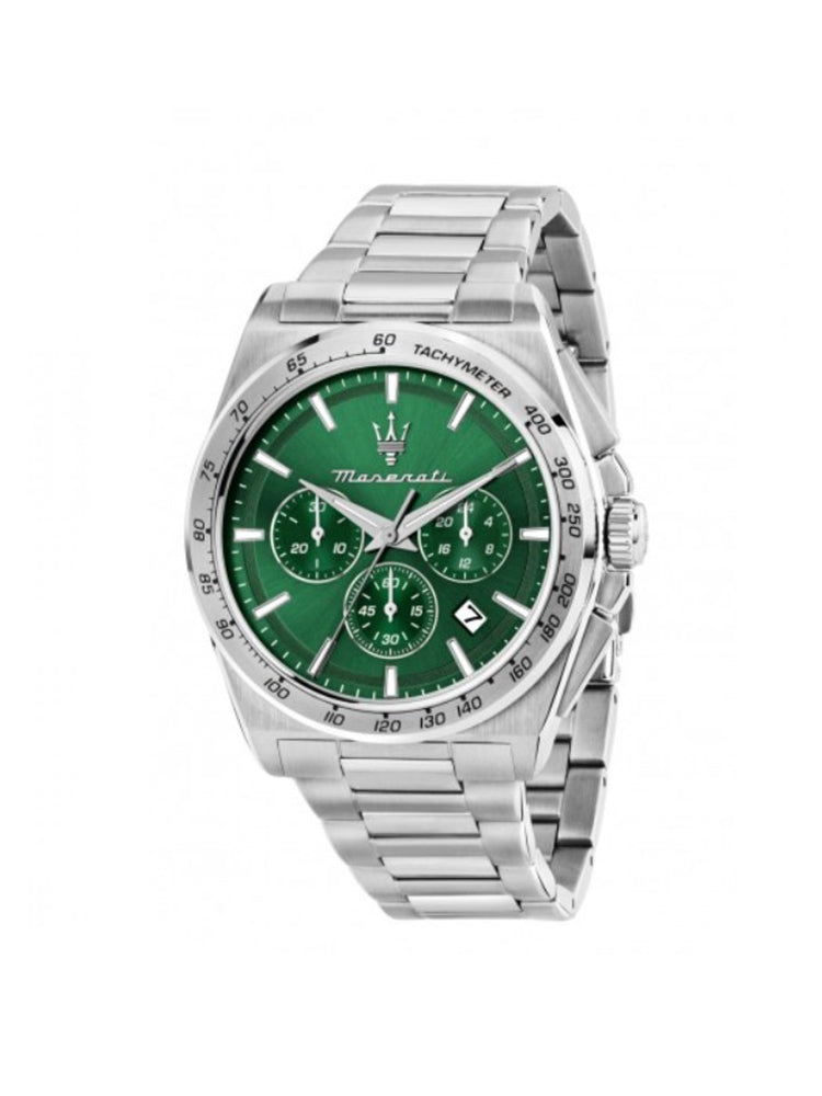 OROLOGIO UOMO VELOCITA' IN ACCIAIO CRONOGRAFO CON QUADRANTE VERDE MASERATI