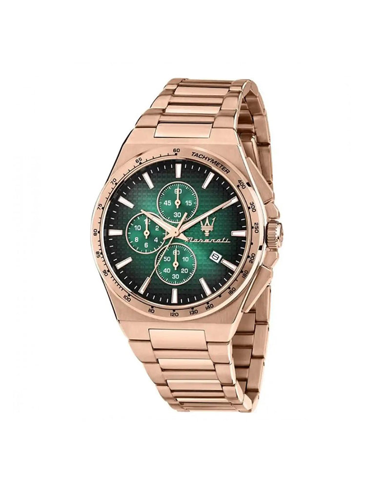 OROLOGIO UOMO VELOCITA' SLIM IN ACCIAIO ROSATO E QUADRANTE VERDE MASERATI