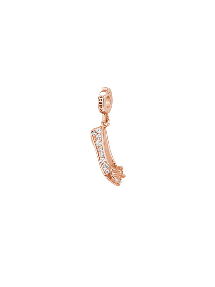 CHARM DONNA BALLERINA BELLEZZA IN ARGENTO ORO ROSA E ZIRCONIA BIANCHI ROSATO