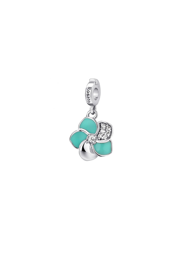 CHARM DONNA FIORE ENERGIA IN ARGENTO SMALTATO ROSATO