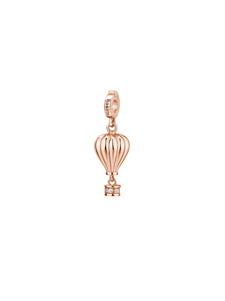 CHARM DONNA MONGOLFIERA VIAGGI DI VITA IN ARGENTO COLOR ORO ROSA E ZIRCONIA ROSATO