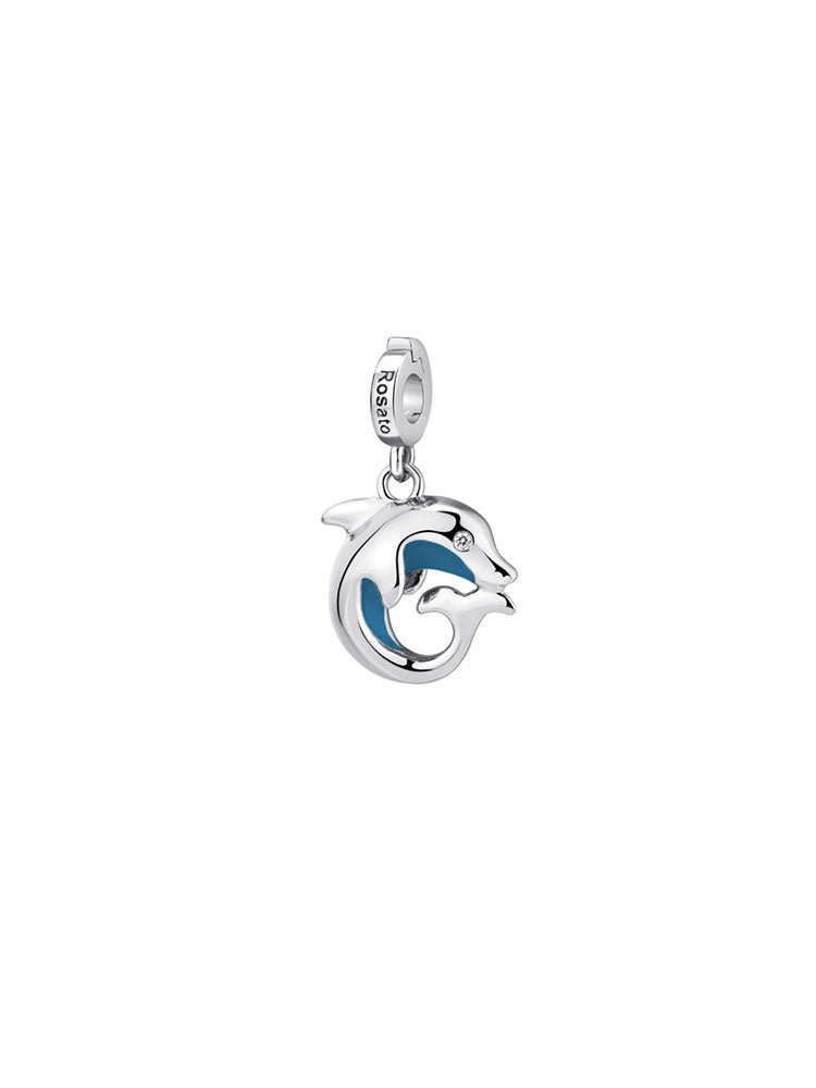 CHARM DONNA DELFINO CURIOSITA' IN ARGENTO E SMALTO BLU ROSATO
