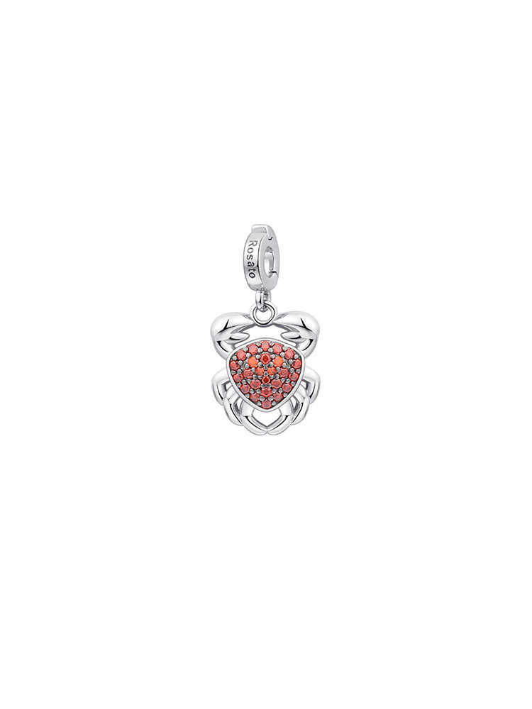 CHARM DONNA GRANCHIO RINASCITA IN ARGENTO E ZIRCONIA ROSSI ROSATO
