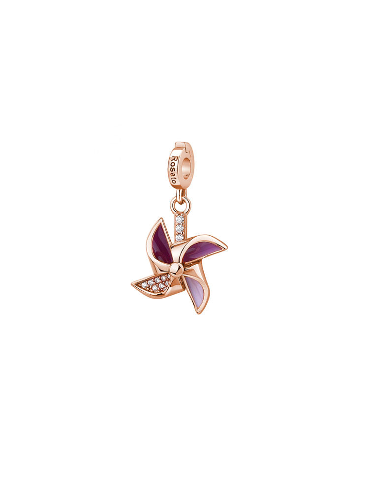 CHARM DONNA GIRANDOLA GIOIA IN ARGENTO COLOR ORO ROSA E SMALTI ROSATO