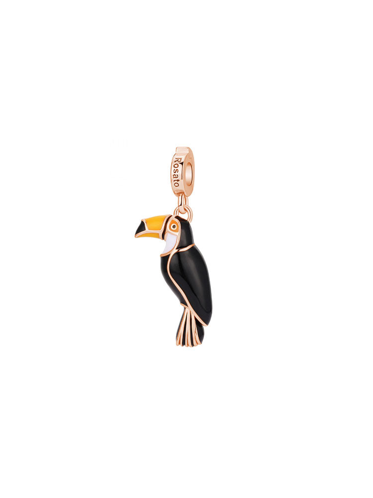CHARM DONNA TUCANO ORIGINALITA' PLACCATO ORO ROSA E SMALTATO ROSATO