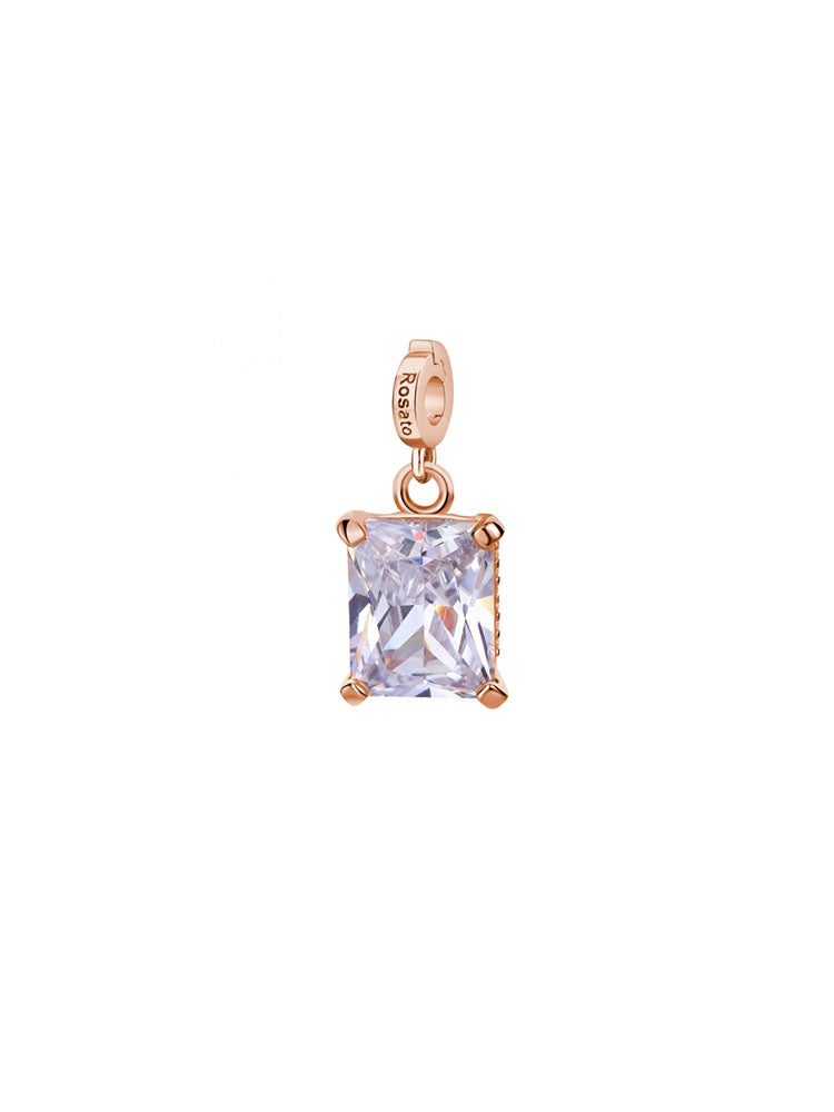 CHARM DONNA PIETRA BELLEZZA COLOR ORO ROSA E ZIRCONIA BIANCO ROSATO
