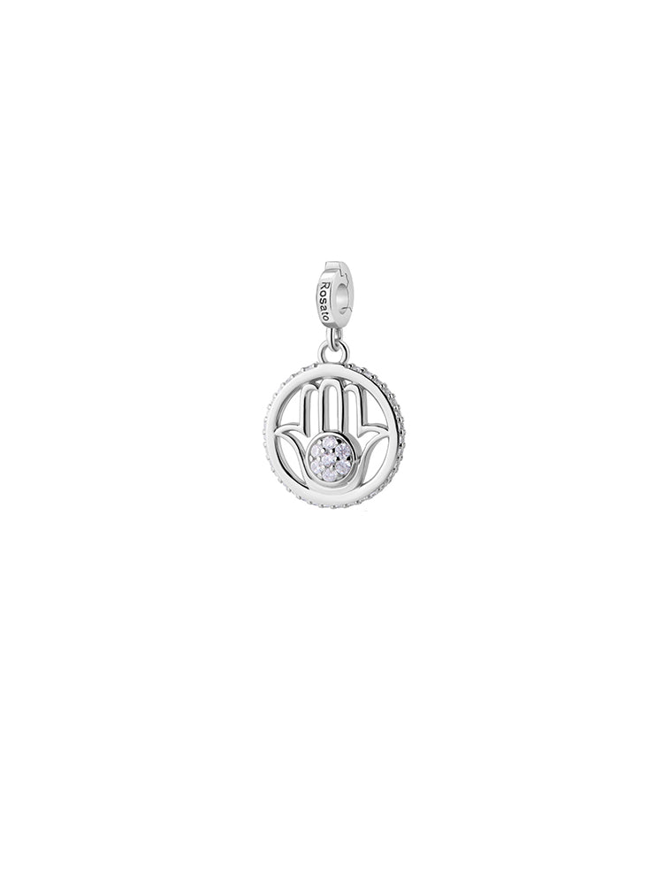 CHARM DONNA MANO DI FATIMA IN ARGENTO E ZIRCONI ROSATO