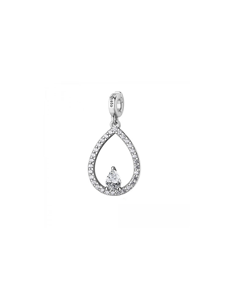 CHARM DONNA IN ARGENTO A FORMA DI GOCCIA CON ZIRCONI ROSATO