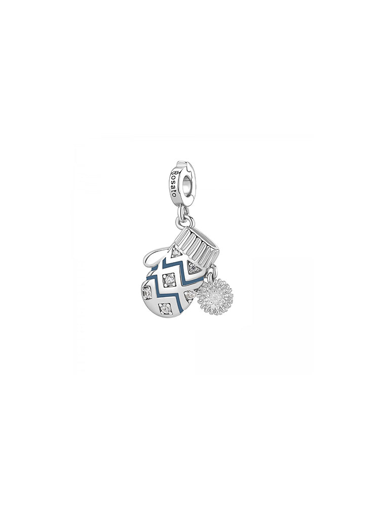 CHARM DONNA IN ARGENTO A FORMA DI GUANTO SMALTATO ROSATO