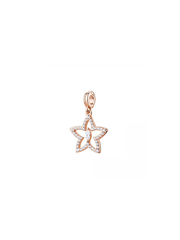 CHARM DONNA STELLA IN ARGENTO ORO ROSA CON ZIRCONI BIANCHI ROSATO