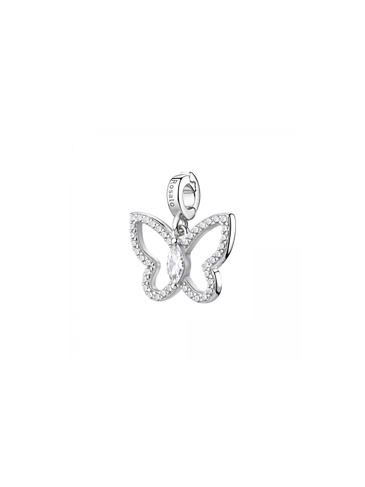 CHARM DONNA FARFALLA IN ARGENTO CON ZIRCONI ROSATO