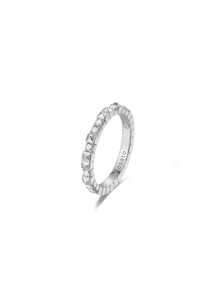 ANELLO DONNA CUBICA IN ARGENTO E ZIRCONIA BIANCHI MIS 18 ROSATO