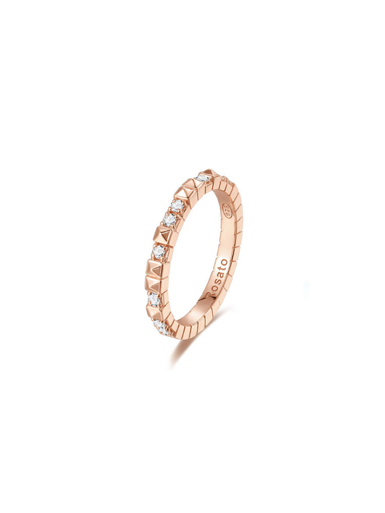 ANELLO DONNA CUBICA IN ARGENTO COLOR ORO ROSA MIS 16 ROSATO