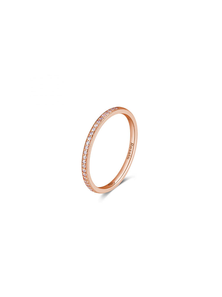 ANELLO DONNA ALLEGRA VERETTA IN ARGENTO COLOR ORO ROSA CON ZIRCONI BIANVHI MIS 18 ROSATO
