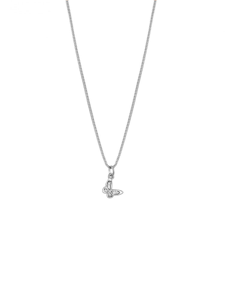 COLLANA DONNA ALLEGRA CON FARFALLA IN ARGENTO E ZIRCONI BIANCHI ROSATO