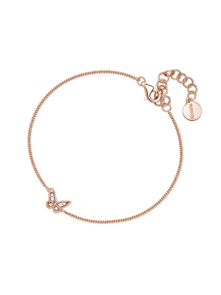 BRACCIALE DONNA ALLEGRA IN ARGENTO COLOR ORO ROSA CON FARFALLA ROSATO