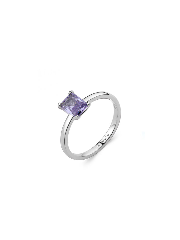 ANELLO DONNA ALLEGRA IN ARGENTO E CRISTALLI VIOLA MIS 18 ROSATO
