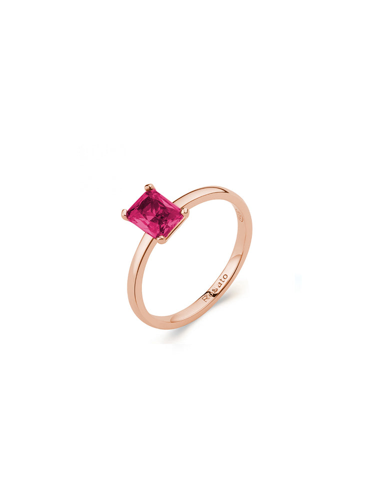ANELLO DONNA ALLEGRA IN ARGENTO COLOR ORO ROSA E CRISTALLO RUBINO MIS 18 ROSATO