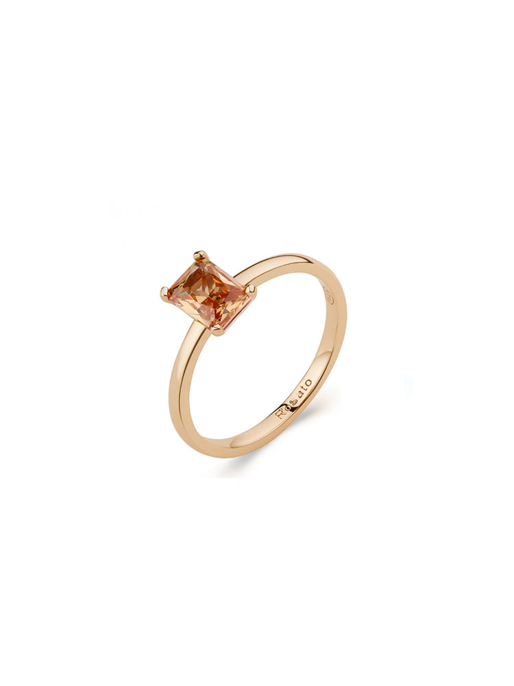 ANELLO DONNA ALLEGRA IN ARGENTO COLOR ORO E CRISTALLO CHAMPAGNE MIS 12 ROSATO