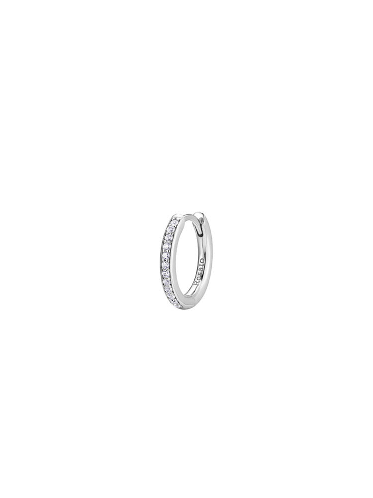 MONO ORECCHINO DONNA A CERCHIETTO IN ARGENTO E ZIRCONIA BIANCHI ROSATO