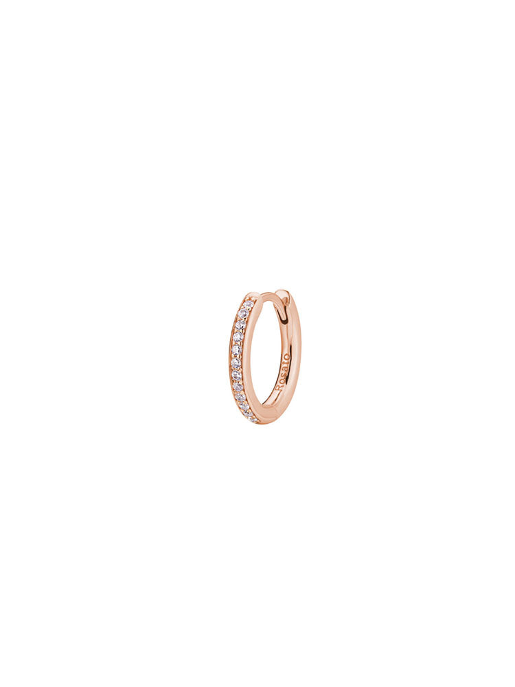 MONO ORECCHINO DONNA A CERCHIETTO IN ARGENTO COLOR ORO ROSA E ZIRCONIA ROSATO