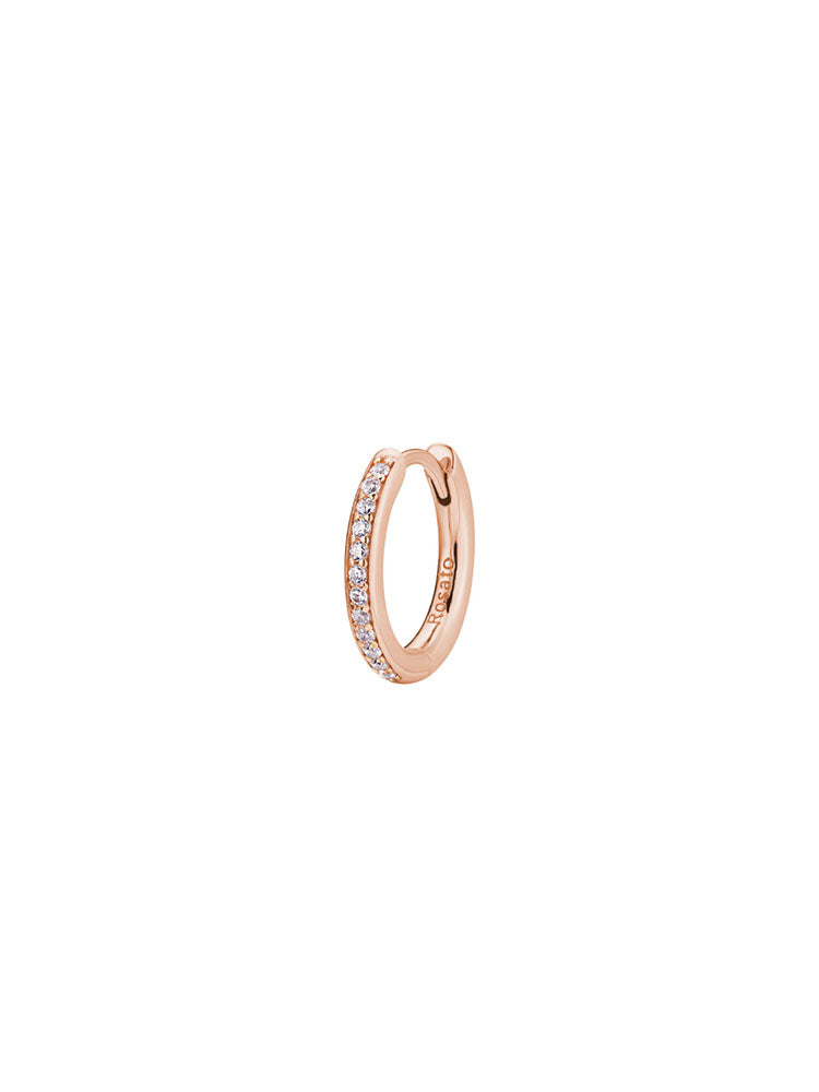 MONO ORECCHINO DONNA A CERCHIETTO IN ARGENTO COLOR ORO ROSA E ZIRCONIA ROSATO